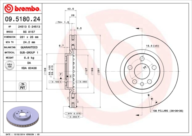 BREMBO Bremsscheiben Ø281mm + Beläge Set vorne passend für Fiat Ulysee Zeta