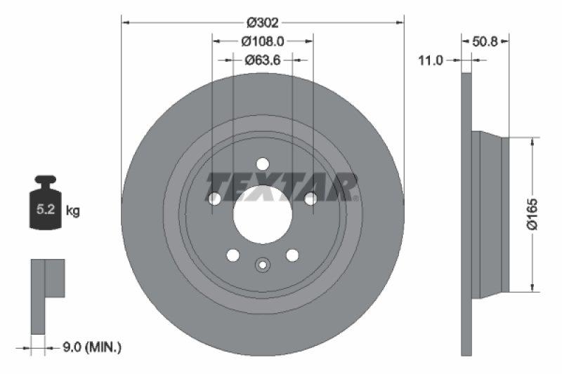 2x TEXTAR Brake Disc PRO