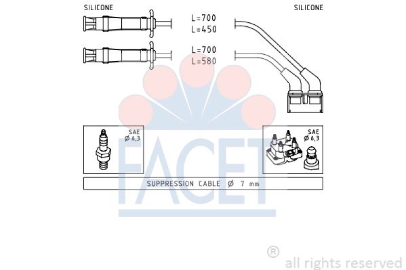 FACET Ignition Cable Kit Made in Italy - OE Equivalent