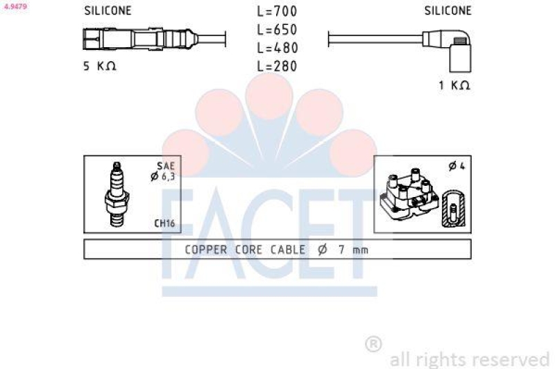 FACET Ignition Cable Kit Made in Italy - OE Equivalent