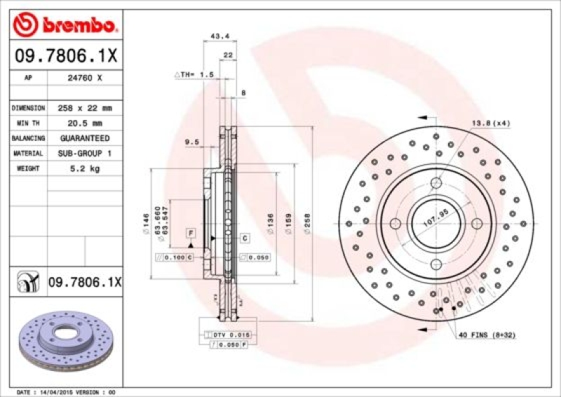 2x BREMBO Brake Disc XTRA LINE - Xtra