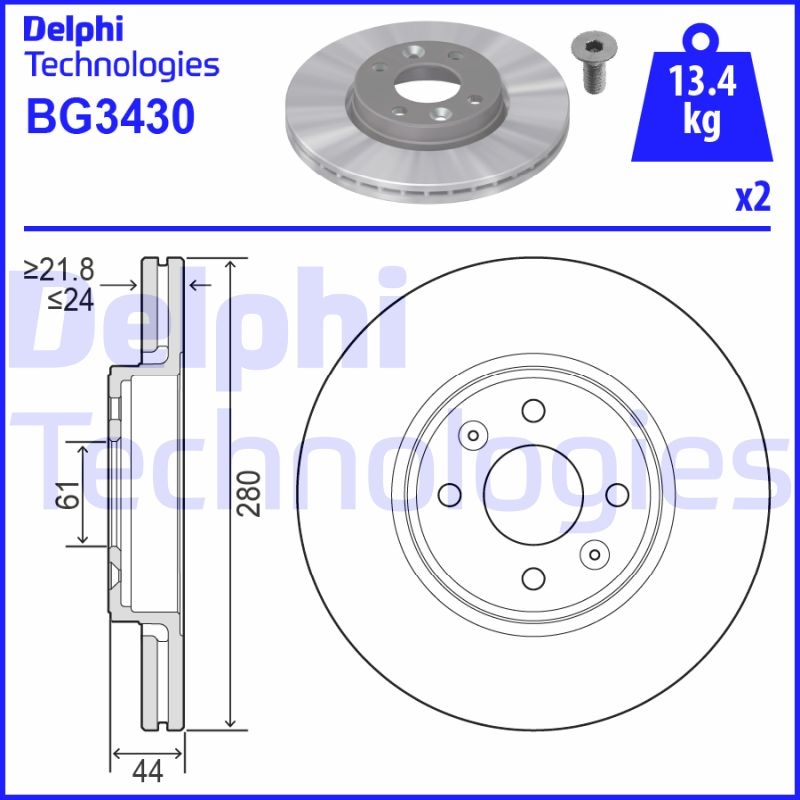 2x DELPHI Bremsscheibe