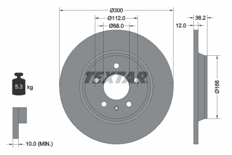 2x TEXTAR Brake Disc PRO