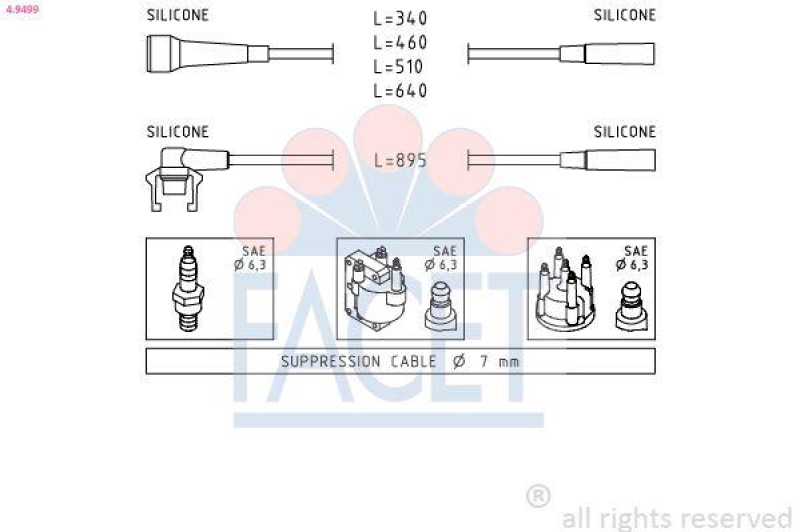 FACET Ignition Cable Kit Made in Italy - OE Equivalent