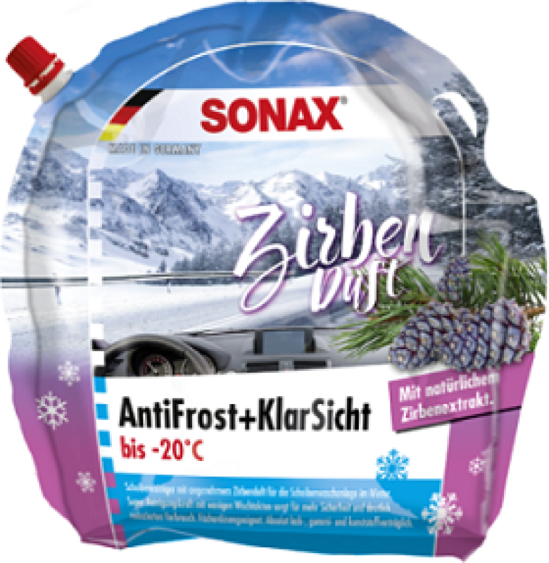 3L Sonax AntiFrost+KlarSicht bis -20°C Zirbe Beutel Scheibenfrostschutz