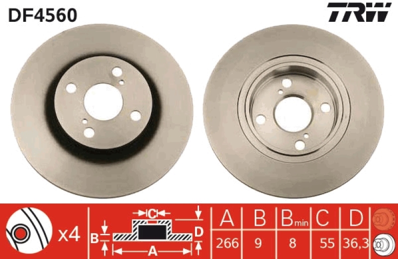 2x TRW Bremsscheibe