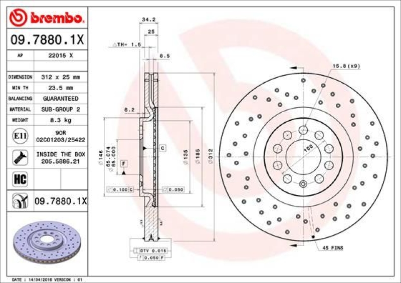 2x BREMBO Bremsscheibe XTRA LINE - Xtra