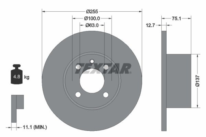 2x TEXTAR Brake Disc