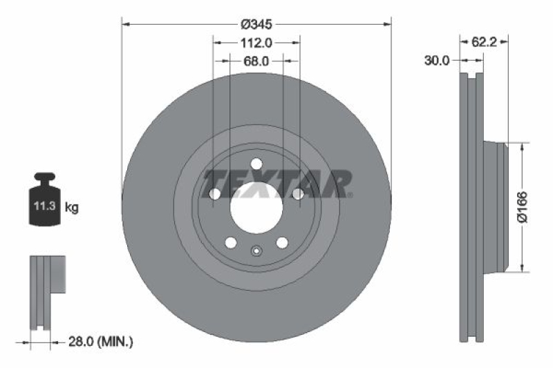 2x TEXTAR Bremsscheibe PRO+