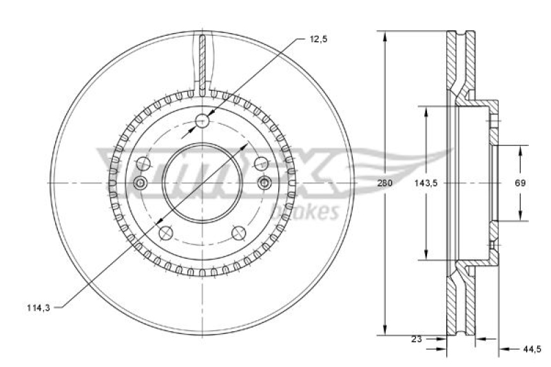 2x TOMEX Brakes Brake Disc