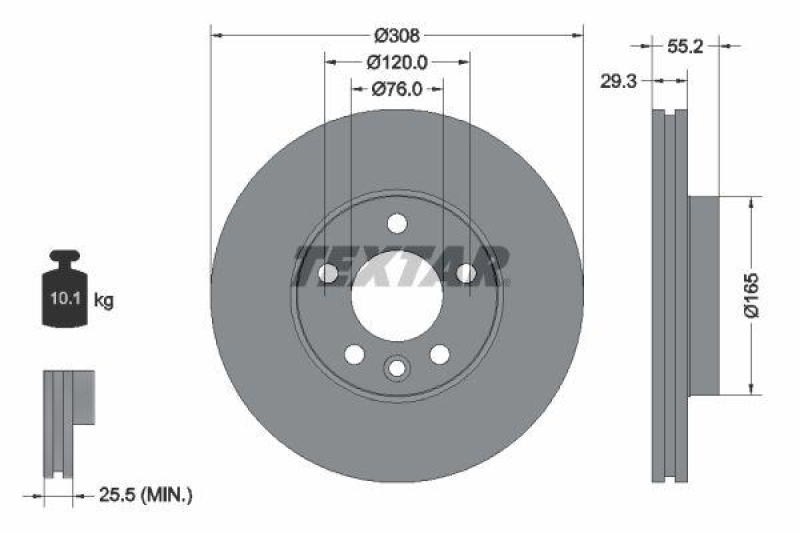 2x TEXTAR Bremsscheibe PRO