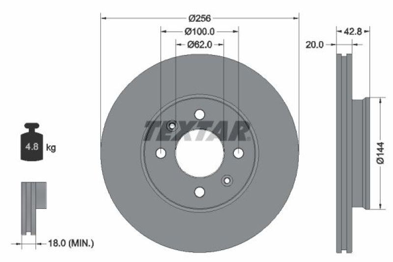 2x TEXTAR Brake Disc PRO