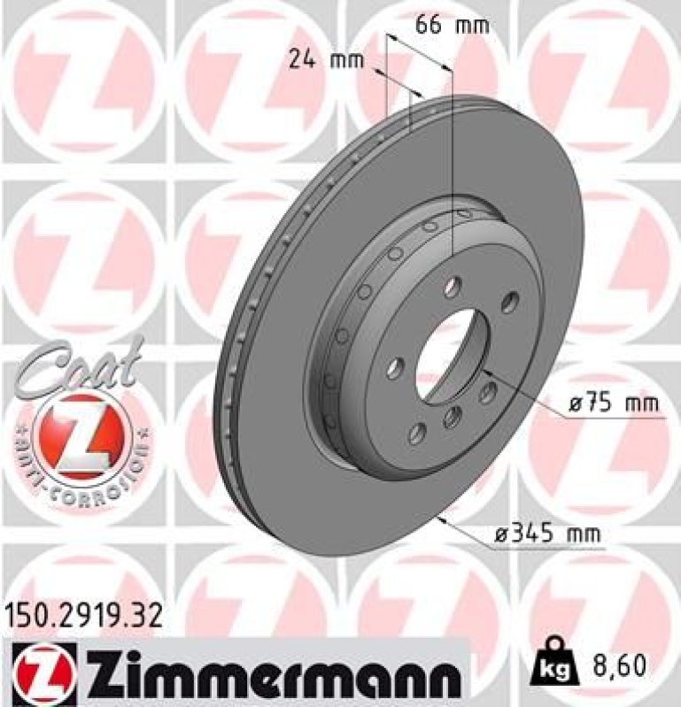 2x ZIMMERMANN Bremsscheibe FORMULA F COAT Z