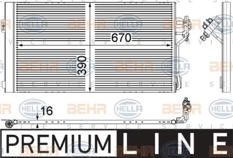 HELLA Kondensator, Klimaanlage BEHR HELLA SERVICE *** PREMIUM LINE ***