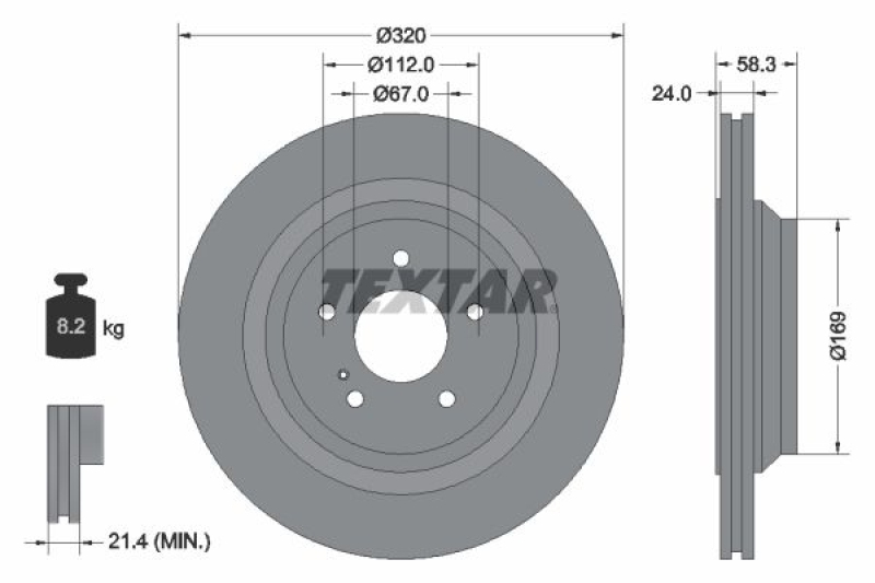 2x TEXTAR Brake Disc PRO