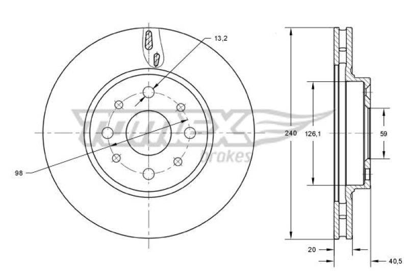 2x TOMEX Brakes Bremsscheibe