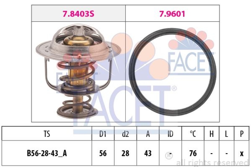 FACET Thermostat für Kühlmittel / Kühlerthermostat Made in Italy - OE Equivalent