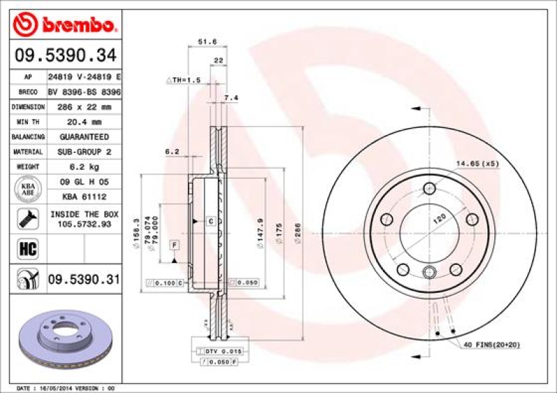 4x Brembo Bremsscheiben + Beläge + WK Vorne + Hinten passend für BMW 3 (E46)