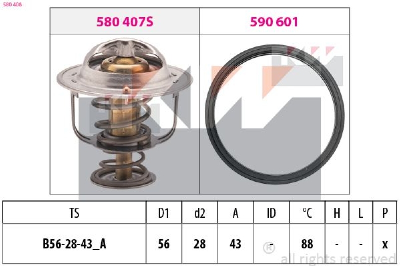 KW Thermostat für Kühlmittel / Kühlerthermostat Made in Italy - OE Equivalent