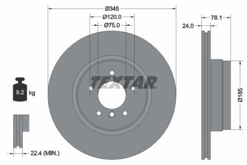 2x TEXTAR Bremsscheibe PRO