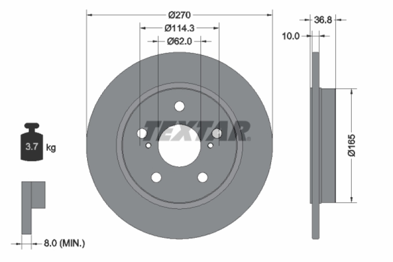 2x TEXTAR Brake Disc PRO