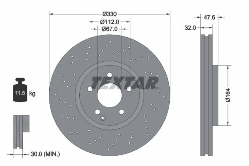 2x TEXTAR Brake Disc