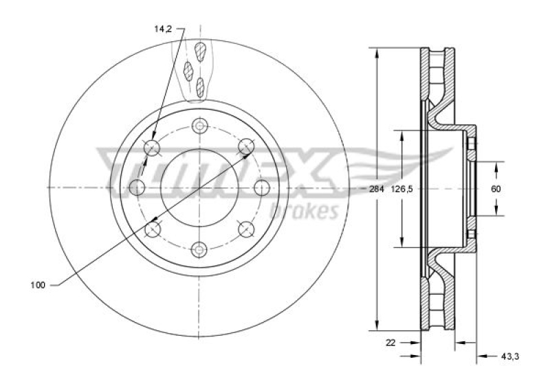 2x TOMEX Brakes Brake Disc