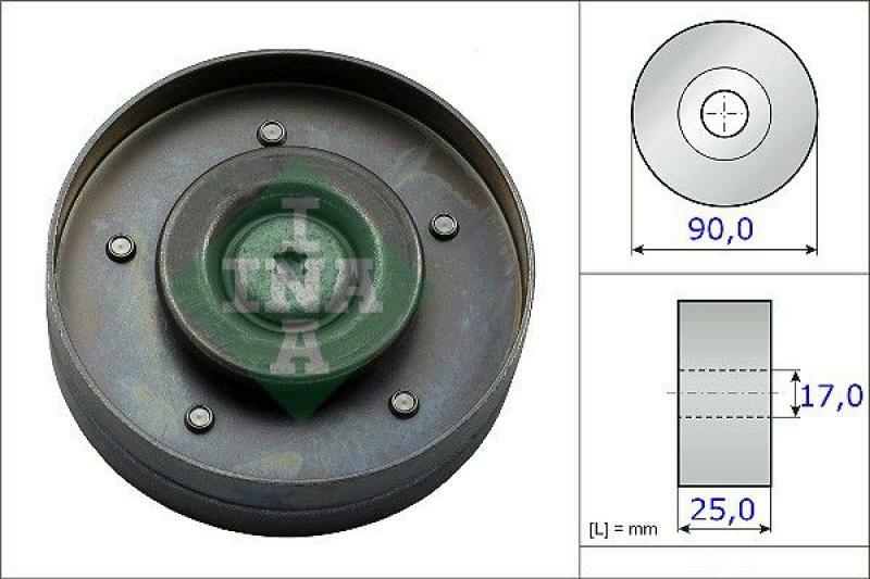 INA Deflection/Guide Pulley, v-ribbed belt