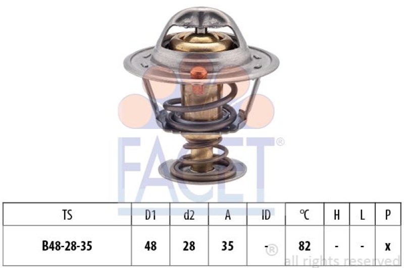 FACET Thermostat, coolant Made in Italy - OE Equivalent