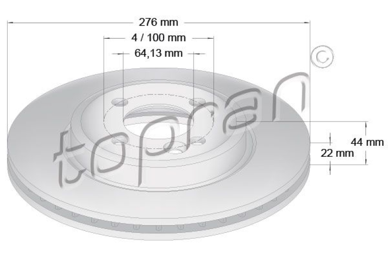 2x TOPRAN Brake Disc COATED