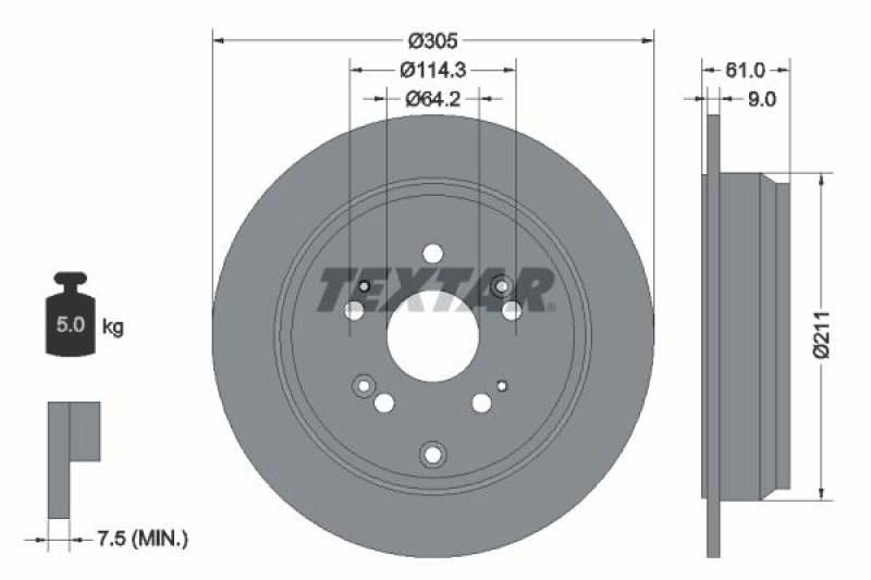 2x TEXTAR Bremsscheibe PRO