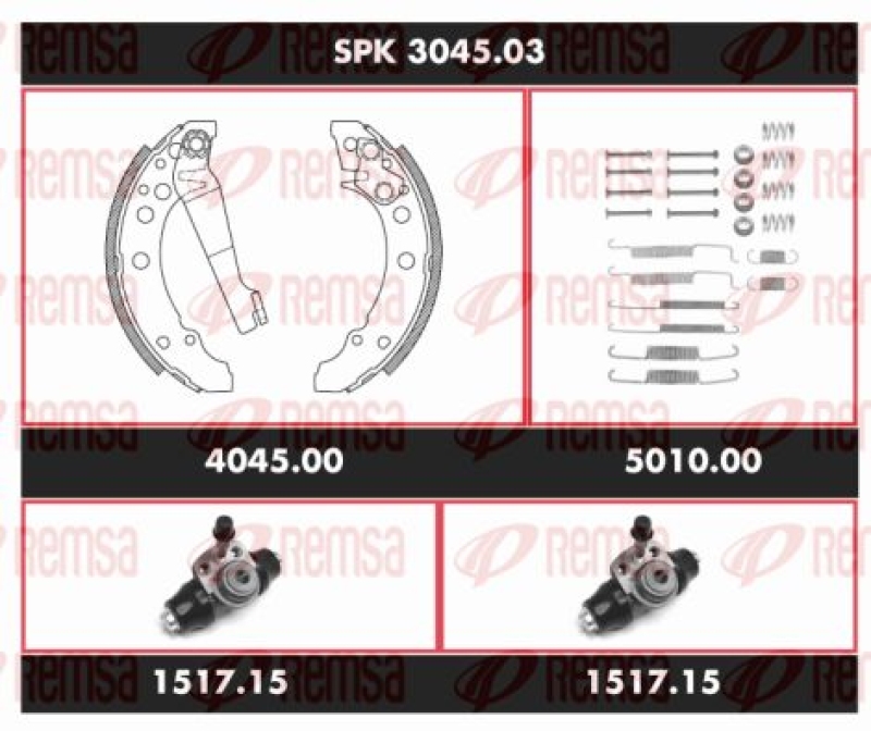 REMSA Brake Kit, drum brake Super Precision Kit