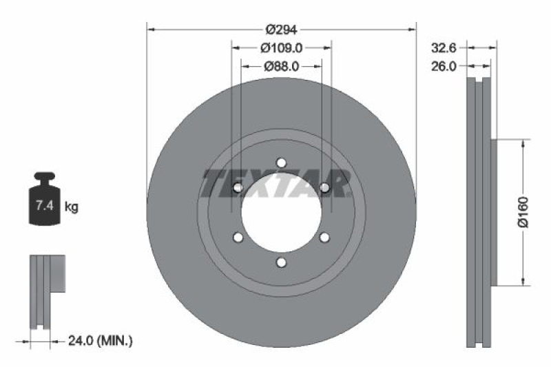 2x TEXTAR Bremsscheibe