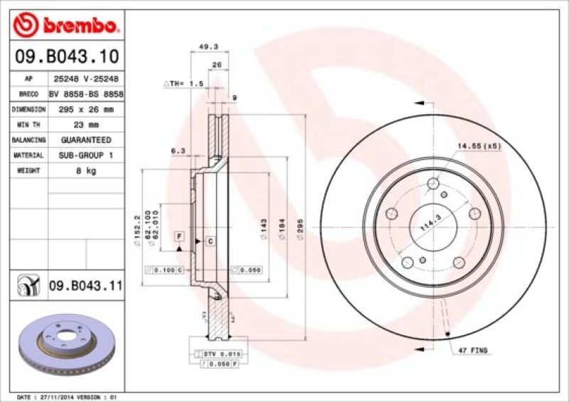 2x BREMBO Brake Disc PRIME LINE