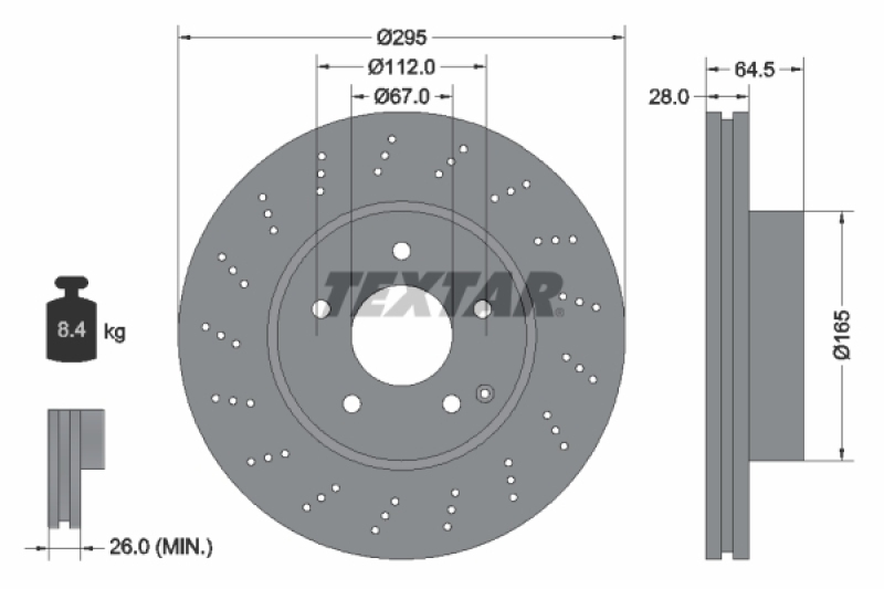 2x TEXTAR Brake Disc PRO+