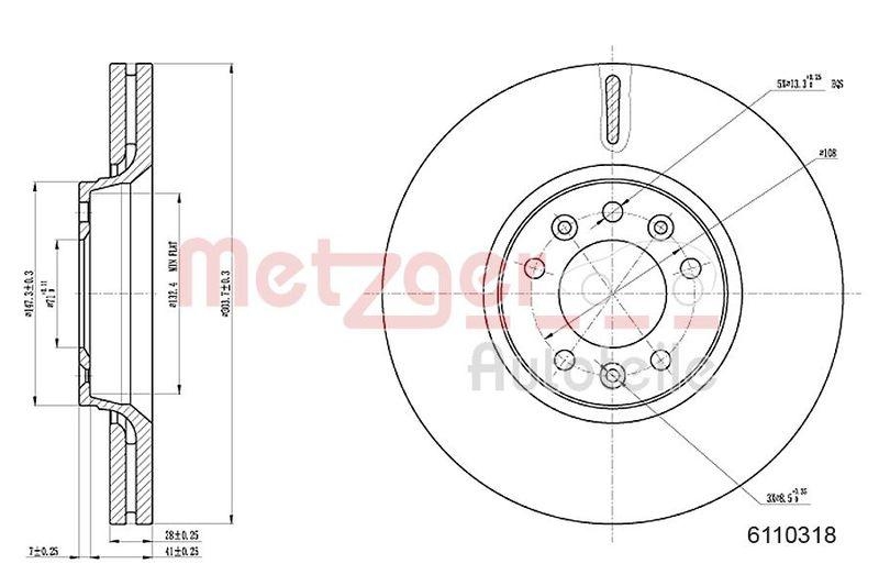 2x METZGER Brake Disc GREENPARTS