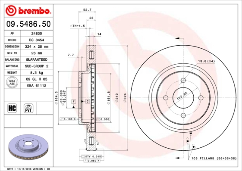 2x BREMBO Bremsscheibe PRIME LINE