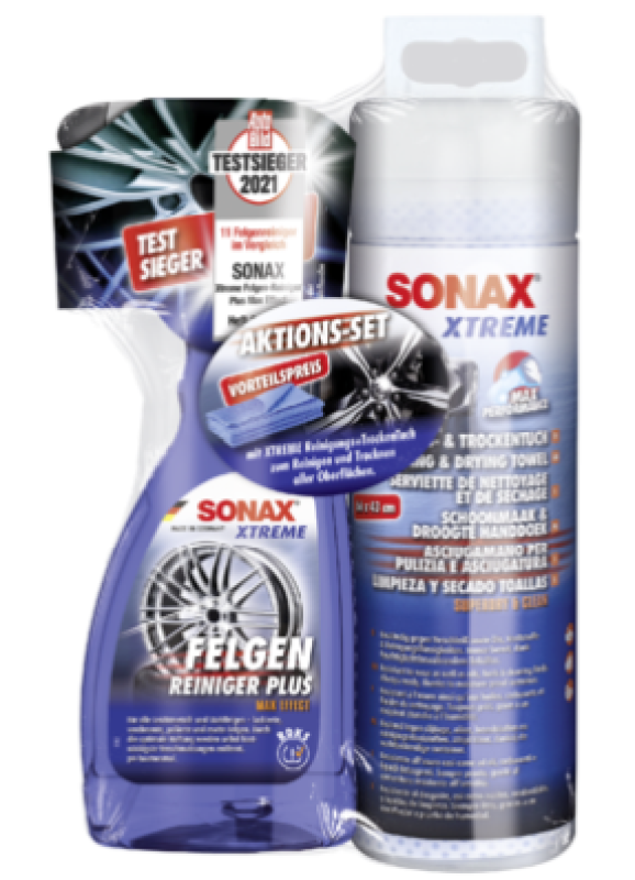 SONAX Rim Cleaner XTREME FelgenReiniger + XTREME Reinigungs+TrockenTuch Aktion