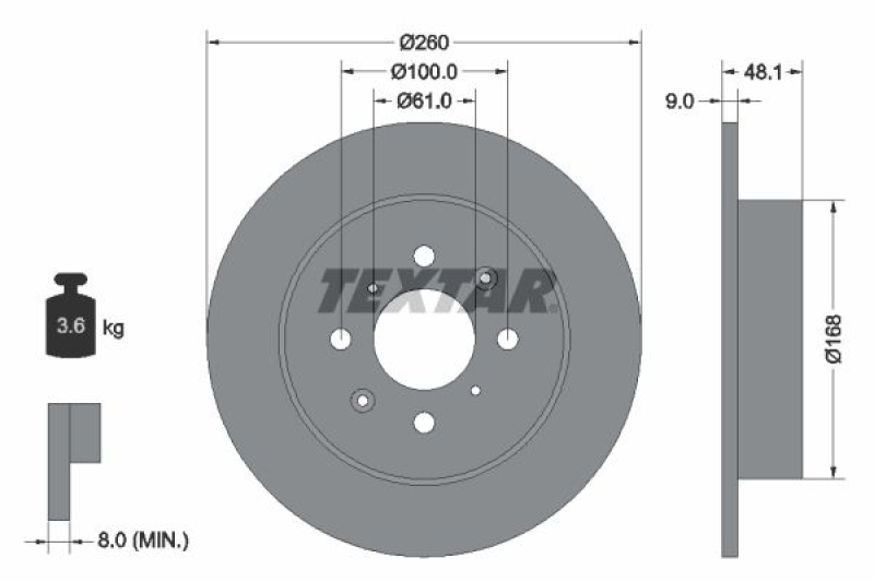 2x TEXTAR Brake Disc PRO