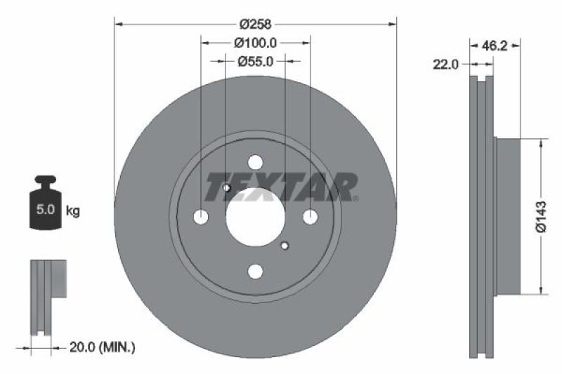 2x TEXTAR Bremsscheibe