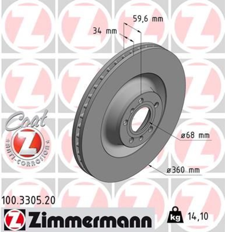 2x ZIMMERMANN Bremsscheibe COAT Z