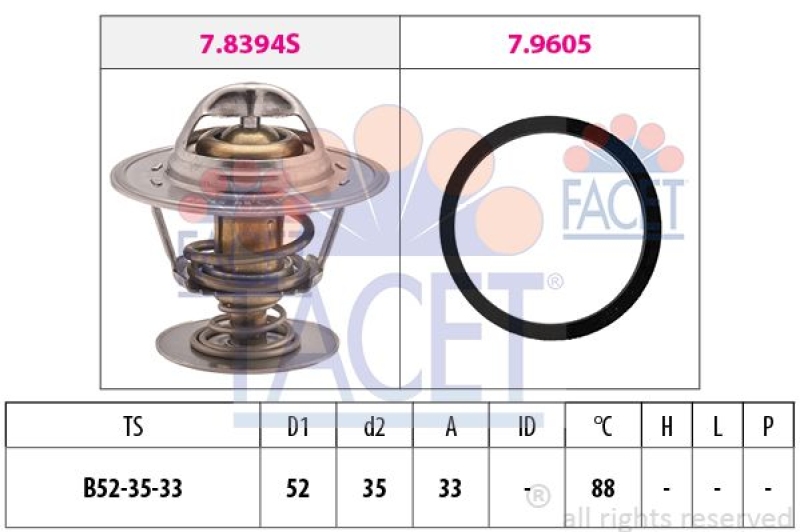 FACET Thermostat f&uuml;r K&uuml;hlmittel / K&uuml;hlerthermostat Made in Italy - OE Equivalent