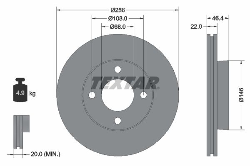 2x TEXTAR Brake Disc