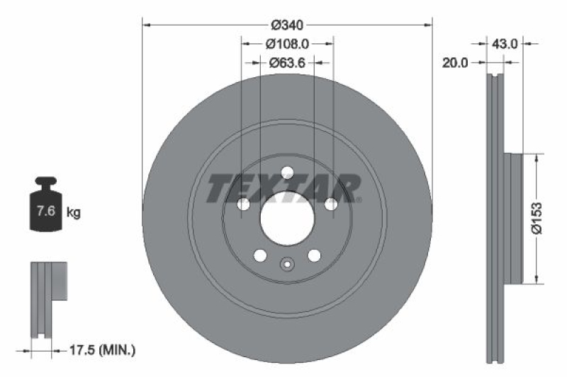 2x TEXTAR Bremsscheibe PRO