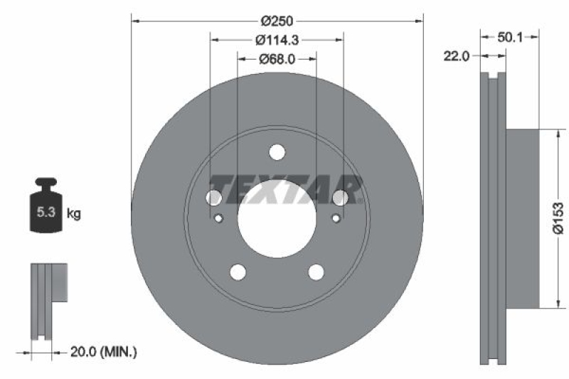 2x TEXTAR Brake Disc