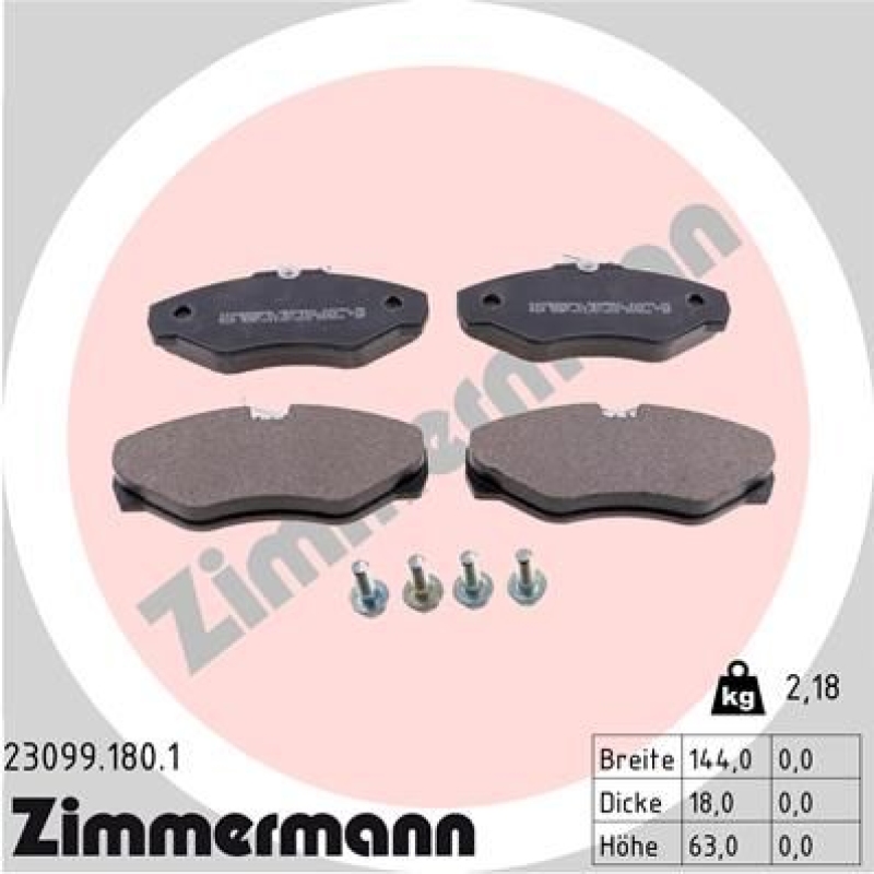 ZIMMERMANN Bremsbelagsatz, Scheibenbremse