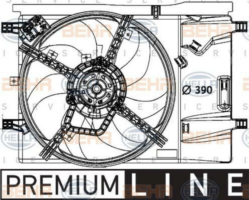 HELLA Fan, A/C condenser BEHR HELLA SERVICE *** PREMIUM LINE ***