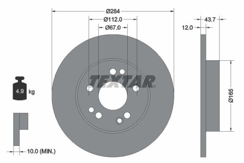 2x TEXTAR Bremsscheibe PRO