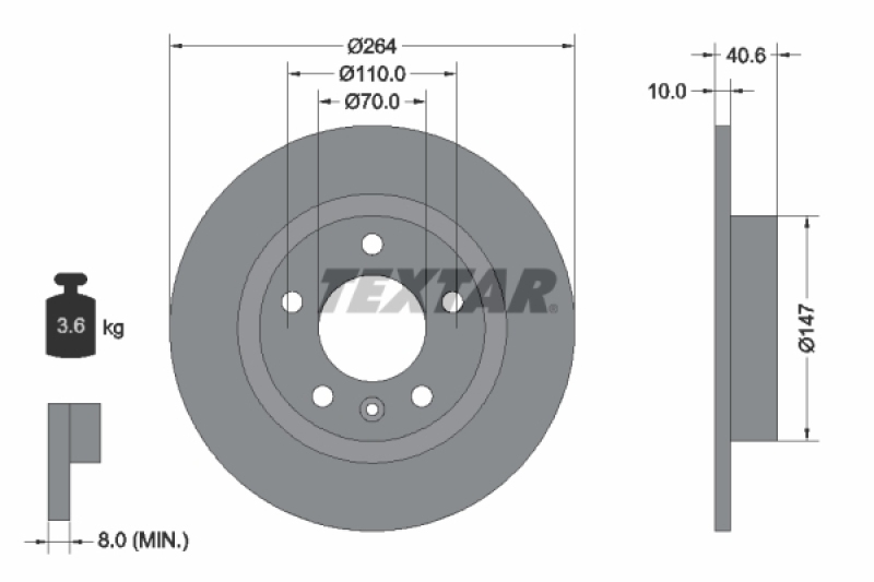 2x TEXTAR Brake Disc PRO