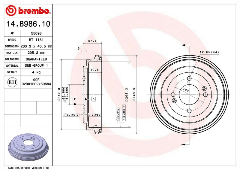 2x BREMBO Bremstrommel ESSENTIAL LINE